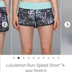 NWT!  Lululemon Speed Short (2.5” inseam) - size 6, tranquil blue/black
